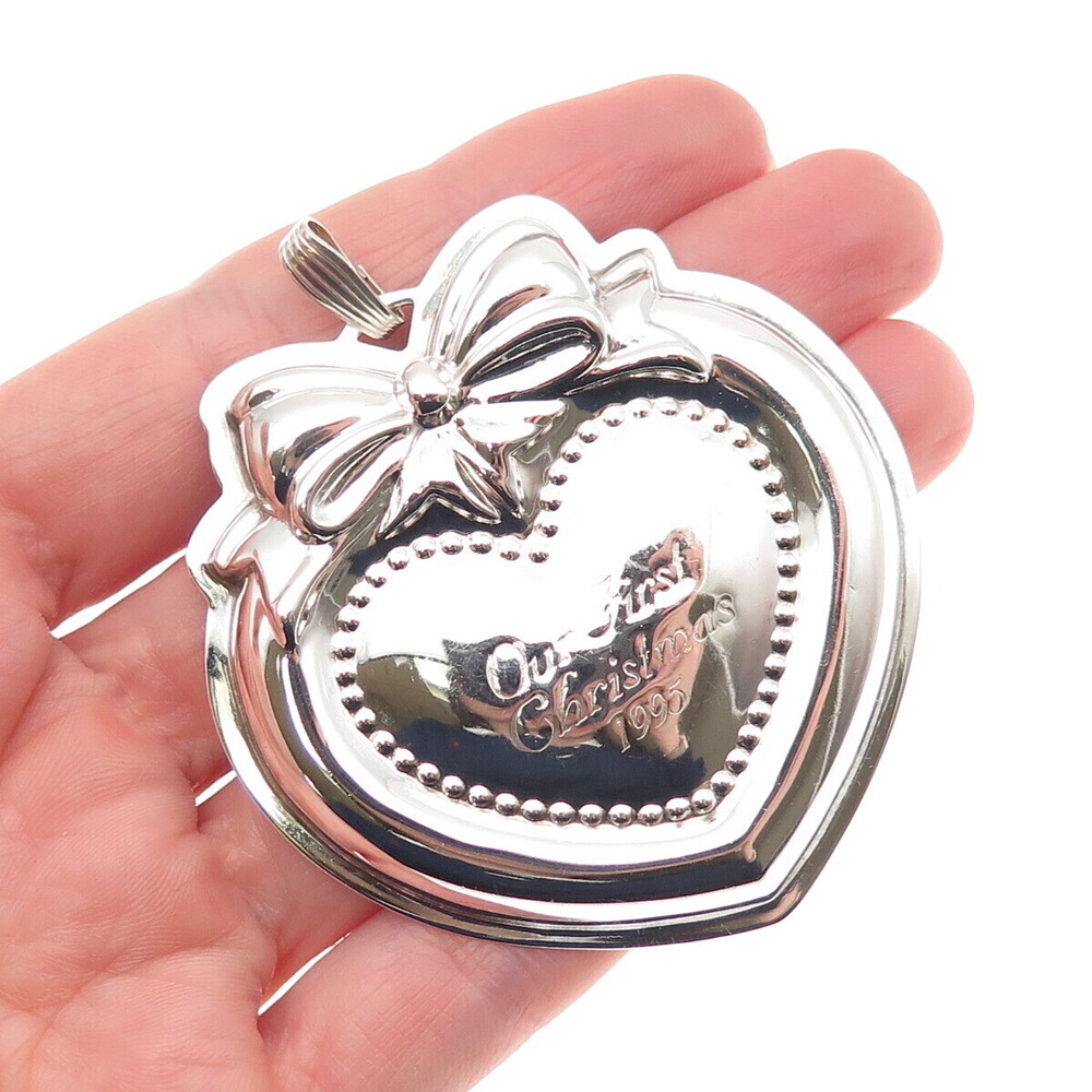 Reed & Barton Sterling Silver Vintage 1995 Our First Christmas Heart Ornament